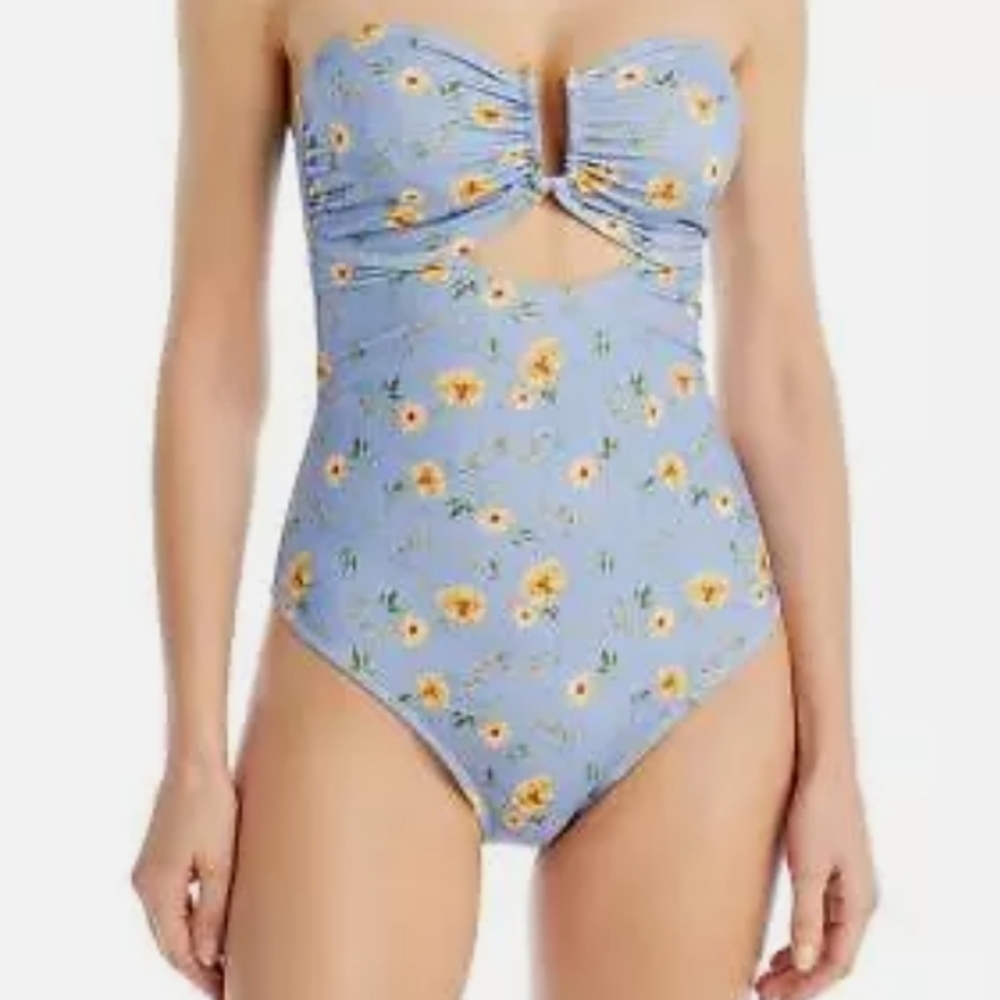 AQUA ONE PIECE BLUE FLORAL SWIMSUIT, Small